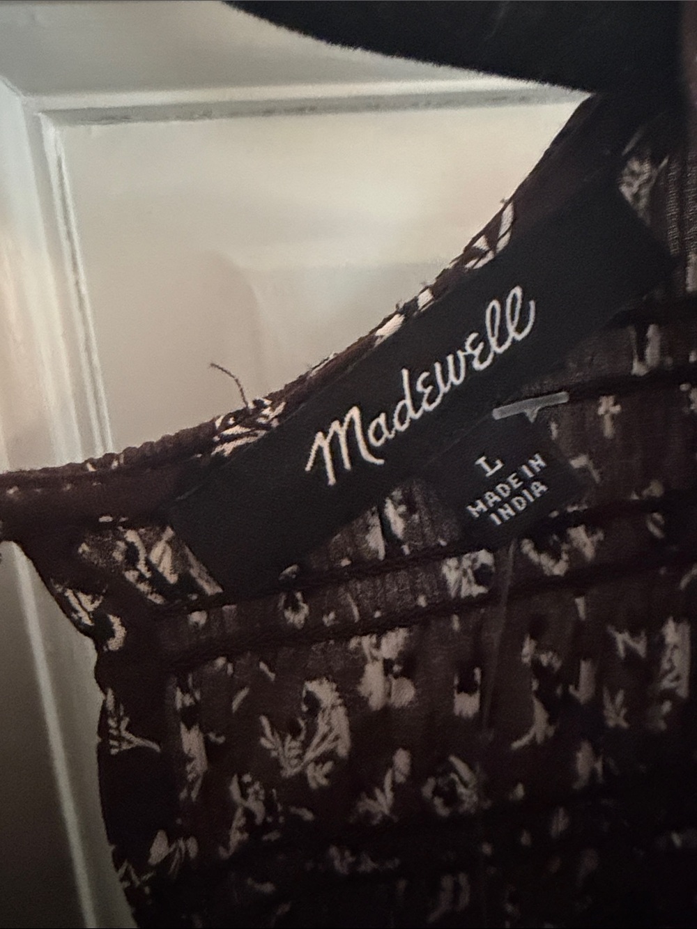 Madewell Black Floral Long Sleeve Midi Dress - Picture 2 of 4